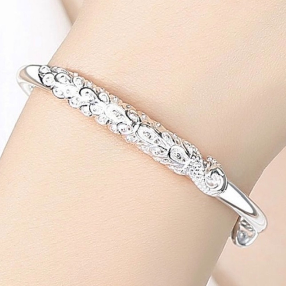 FINE 99.9% Silver Adjustable Peacock Bangle